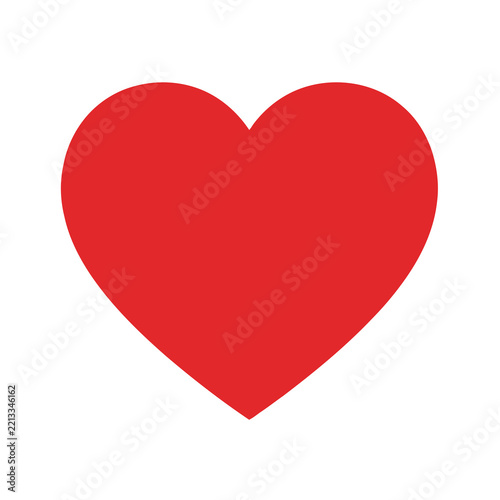 Solid Red Heart Shape Isolated