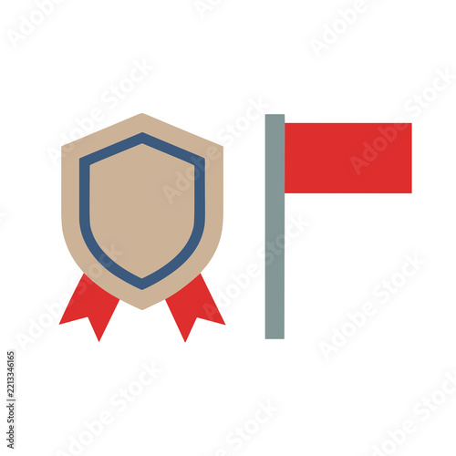 Shield with ribbons and flag icon