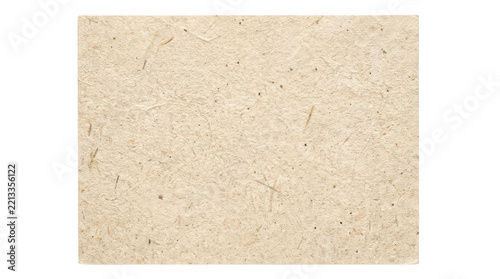 A highresolution texture of handmade recycled paper with visible natural fibers and organic inclusions, featuring a warm beige tone and a rough, rustic surface, isolated on transparent background