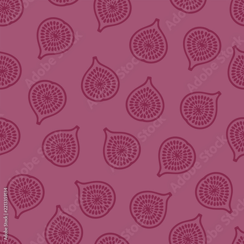 Seamless vector purple paper pattern with purple fig halves