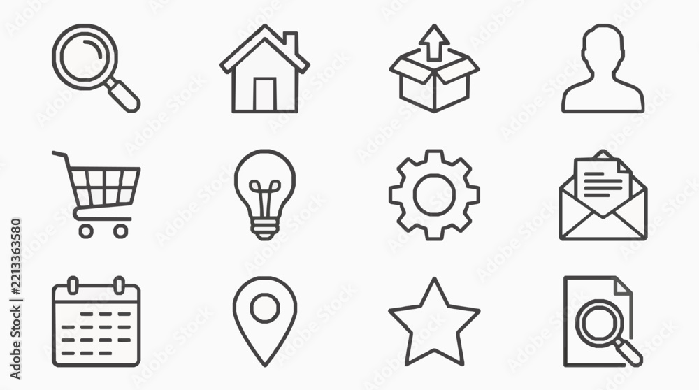 Fototapeta premium Creative icon set representing business services and productivity concepts