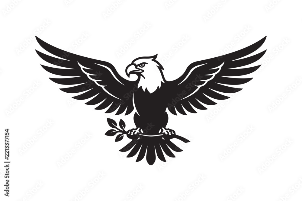Fototapeta premium American eagle vector icon with wings