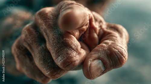 I Want You: A close-up of an elderly person's wrinkled hand with the index finger pointed directly at the viewer, conveying a powerful sense of accusation or demand.
