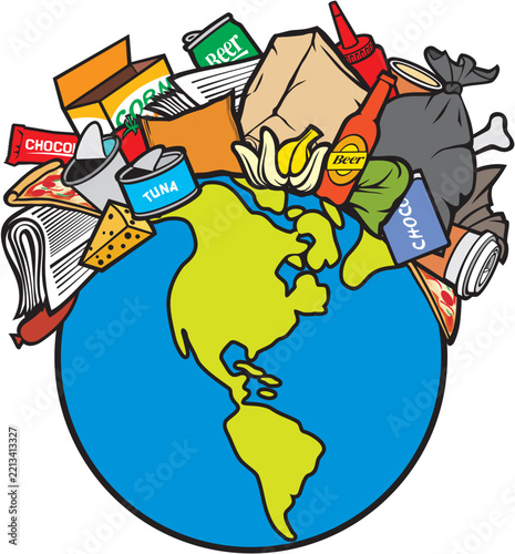 Earth Globe Overloaded with Waste and Trash