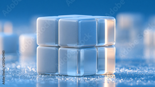 Digital Representation of Decentralized Technology Featuring Glass Cubes