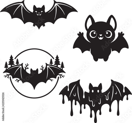 Detailed Bat Engraving Vector Artwork Set