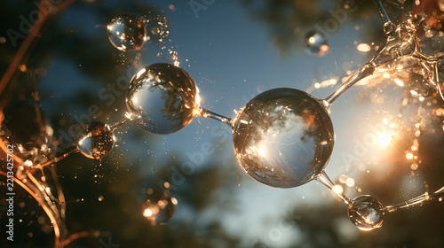 Macro Close-up of Translucent Glass Neural Molecular Structures in Nature