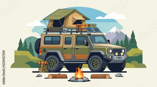Offroad Vehicle Camping Mountain Adventure