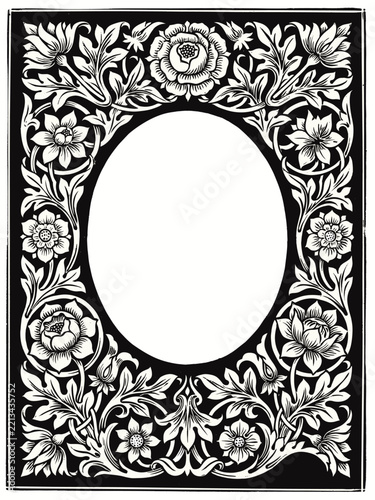 Vintage floral oval frame illustration