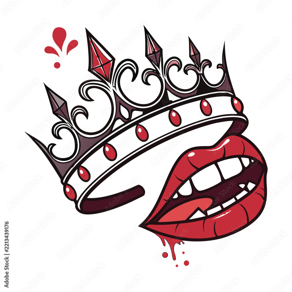Obraz premium Funny Red Lips with Heart and Smile Vector Illustration, Cute Cartoon Woman Face Icon, Romantic Beauty Symbol and Playful Mouth Design for Creative Artwork