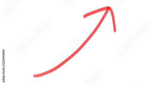 Red Hand Drawn Upward Arrow