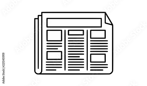 Newspaper Media Infographic Icon – Dark Grey Line Vector