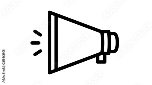 Fotografie Isolated minimalist megaphone icon with sound waves and text for important announcement