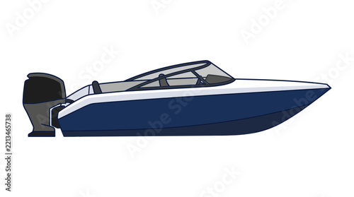 Minimalist Vector Illustration of a Modern Motorboat Isolated