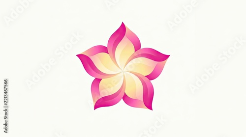 Modern Vibrant Soft Yellow Cream and Hot Pink Magenta Gradient Floral Plumeria Flower Logo Vector Illustration
