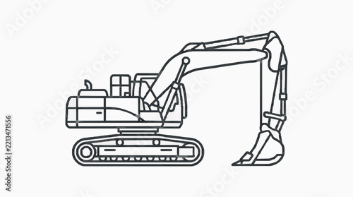 Heavy duty excavator with extended arm and bucket in action