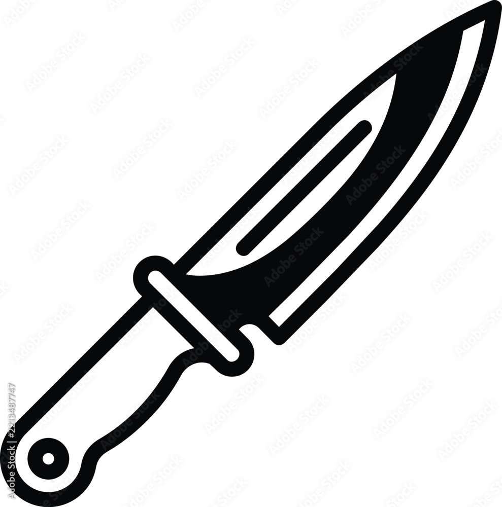 Obraz premium Tactical hunting knife icon vector line art