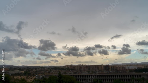Sunset in the city of Elche, Alicante, Spain.