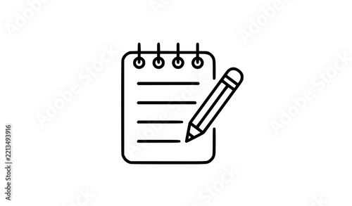 Minimal Notepad and Pencil – Modern Outline Icon