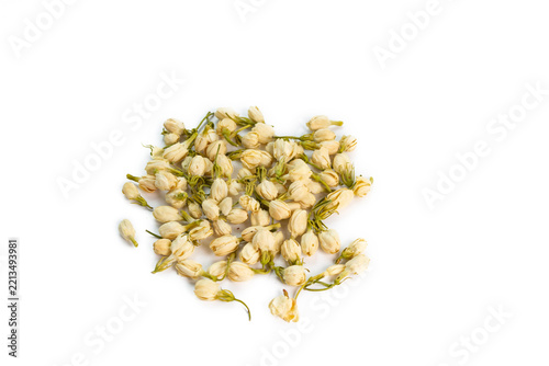 Dried Jasmine Flowers Isolated on White Background