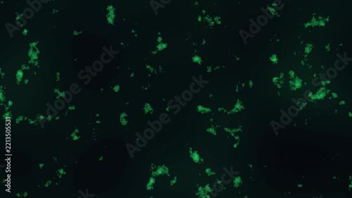An abstract technology animation showing floating, morphing green data clusters shifting fluidly against a dark, tech-focused backdrop.