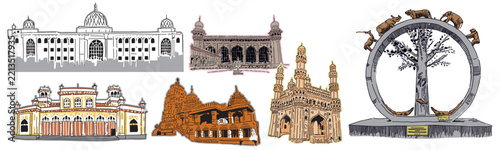 Vector city elements of historical place in Hyderabad