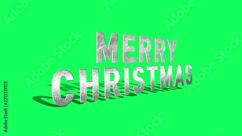 Merry Christmas Silver 3D Animated Typography on Green Screen