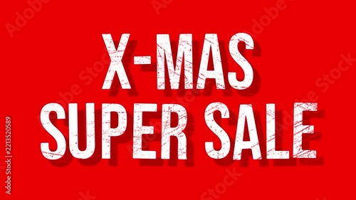 X-Mas Super Sale Animated Typography Text on Red Background