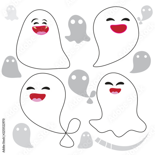 A set of smiling ghost costumes for Halloween