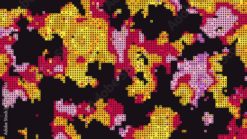 Abstract pixel art pattern featuring yellow and pink geometric as PNG cutout