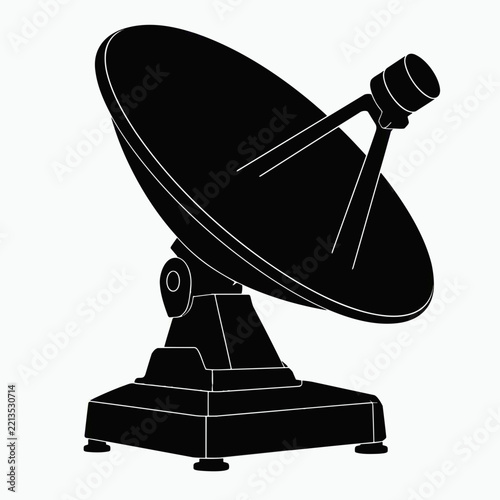 Black satellite dish antenna icon for communication