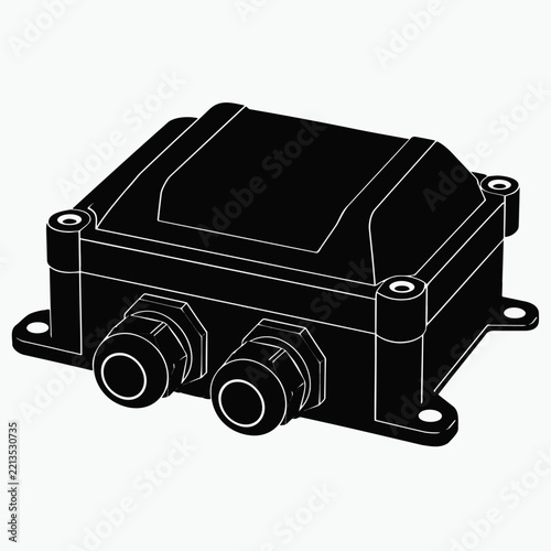 Black electrical junction box for industrial wiring
