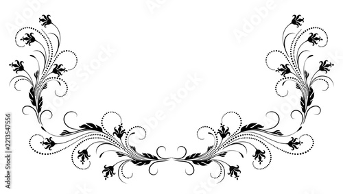 Floral frame vintage ornament with flowers decorative border. Decorative element for decor and text greeting or invitation card design.