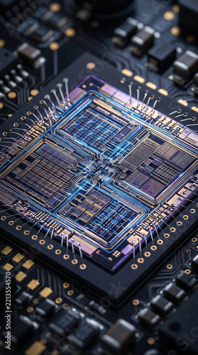 Microchip circuit graphic element for tech and electronics design