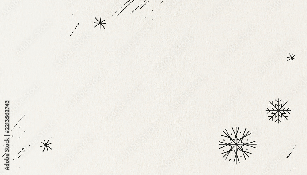 Fototapeta premium Beige Christmas background, snow flakes border