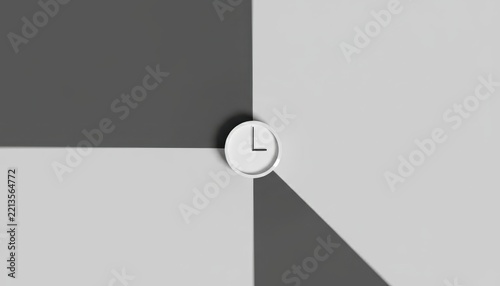 Minimalist White Clock on Geometric Contrasting