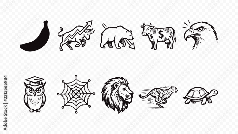 Obraz premium banana fruit cow sheep farm animal pet livestock agriculture line icons set