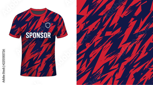 Jersey Pattern with Camouflage Style in Red and Navy Blue