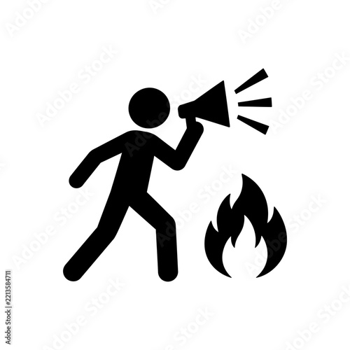 Fire emergency megaphone alert icon