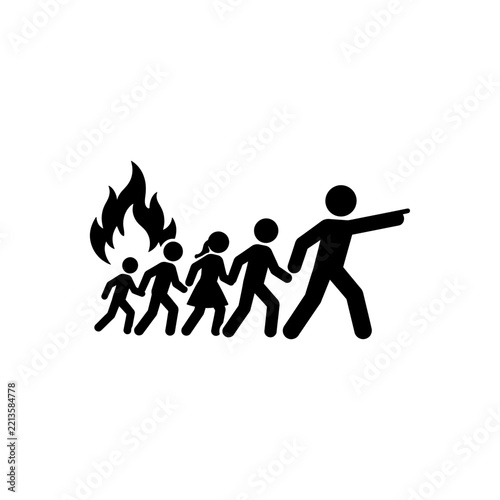 Guided fire emergency evacuation icon