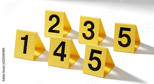 Crime Scene Investigation with Numbered Yellow Evidence Markers