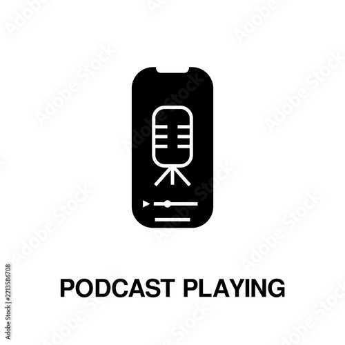 Podcast Audio Player and Playing Music Line Icon, Icon in solid style