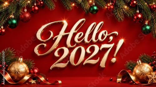New Year Greeting With Decorations for 2027