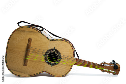 Obraz na plátně Traditional Mexican Acoustic String Instrument (guitar) Isolated on White Backgr