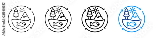 Nature Conservation Icon Different Style Outline Collection Set.