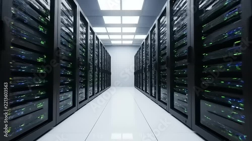 Server Room Data Center Hallway Motion Technology Digital Infrastructure