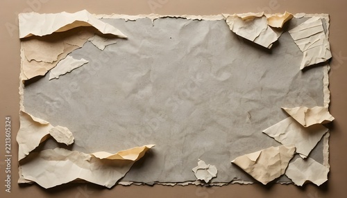 Vintage Crumpled Torn Paper Frame Background With Empty Space For Text Design