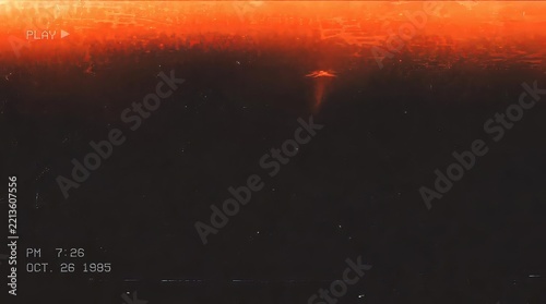 Retro vhs 1985 glitching film showing ufo concept