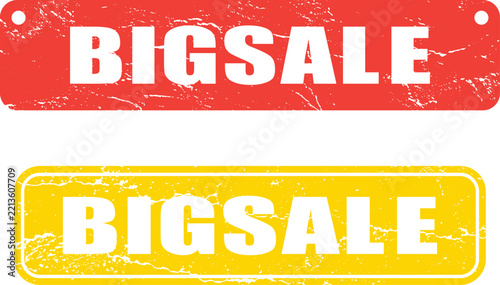 Big sale rubber stamp signs in red and yellow with vintage grunge texture stamp seal retail sign