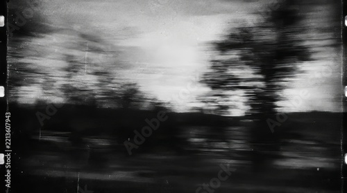 Abstract landscape motion blur with grainy film effect